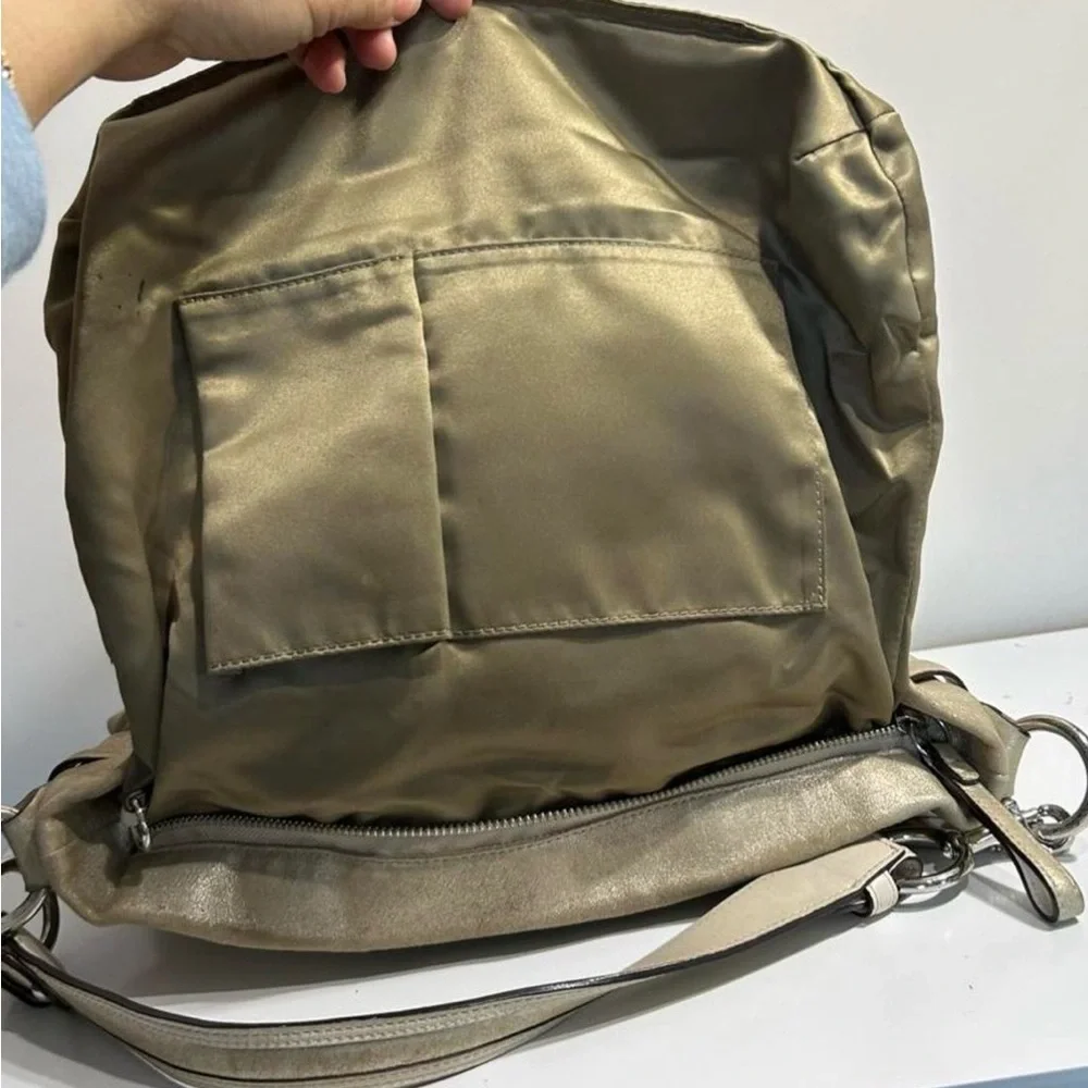 Coach Metallic Taupe Shoulder Bag with Chain Detail - Picture 5 of 7